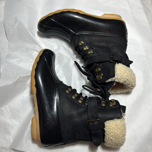 Sperry for J. Crew Shearwater Black buckle boots Sz 8 leather - Picture 6 of 7